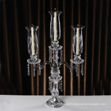 3 Arms Crystal Candle Holder Glass Candlestick for Home Party Decoration